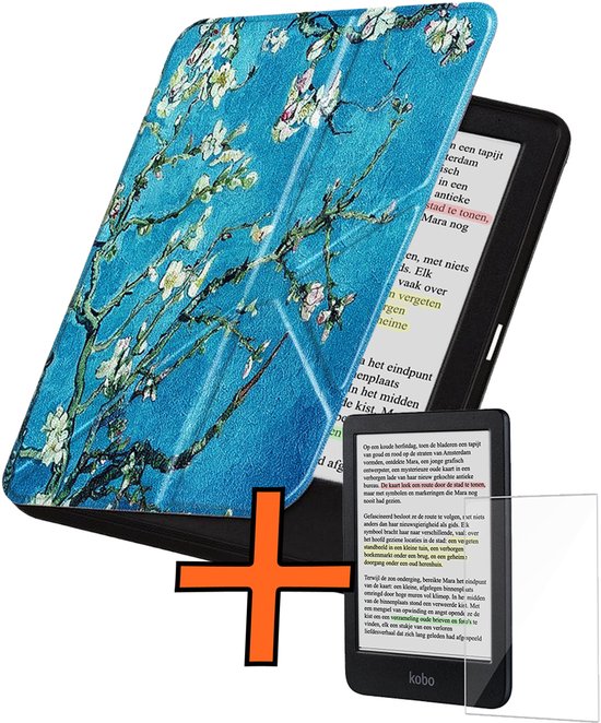 Hoesje Geschikt voor Kobo Clara BW Hoes Book Case Trifold - Hoes Geschikt voor Kobo Clara BW Hoesje Book Cover Met Screenprotector - Bloesem