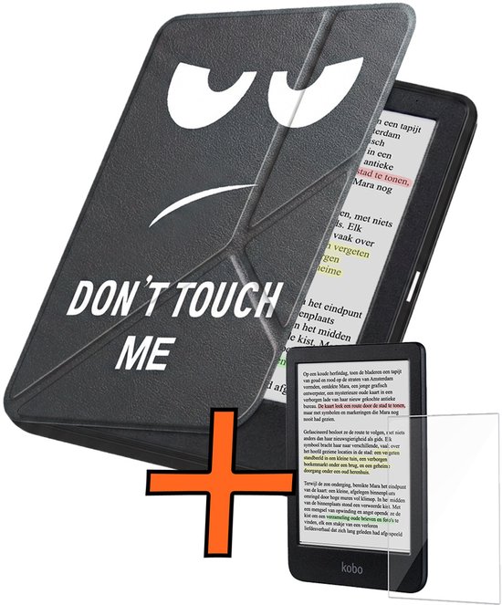 Hoesje Geschikt voor Kobo Clara BW Hoes Book Case Trifold - Hoes Geschikt voor Kobo Clara BW Hoesje Book Cover Met Screenprotector - Don't Touch Me