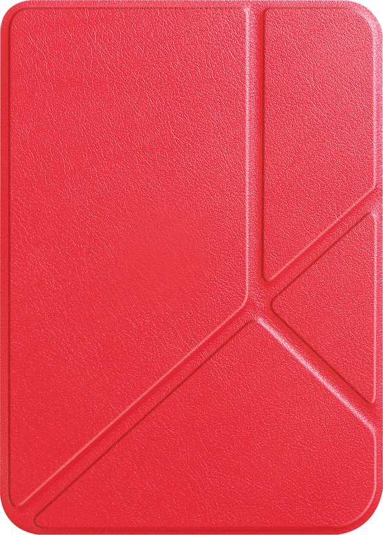 Hoesje Geschikt voor Kobo Clara BW Hoes Book Case Trifold - Hoes Geschikt voor Kobo Clara BW Hoesje Book Cover - Rood van Ecarus