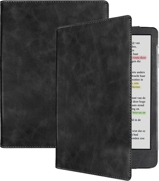 Hoesje Geschikt voor Kobo Clara BW Hoes Leren Case Sleep Cover Leer - Hoes Geschikt voor Kobo Clara BW Hoesje E-reader Leer – Zwart van Hoesje 