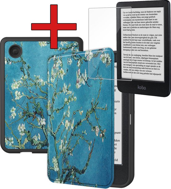 Hoesje Geschikt voor Kobo Clara BW Hoesje Luxe Bescherm Case Met Screenprotector - Hoes Geschikt voor Kobo Clara BW Hoes Book Cover - Bloesem van Hoesje 