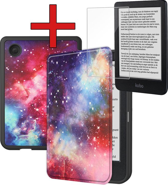 Hoesje Geschikt voor Kobo Clara BW Hoesje Luxe Bescherm Case Met Screenprotector - Hoes Geschikt voor Kobo Clara BW Hoes Book Cover - Galaxy van Hoesje 