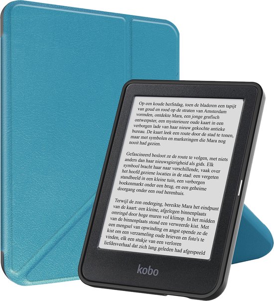 Hoesje Geschikt voor Kobo Clara BW Hoesje Luxe Bescherm Case Trifold - Hoes Geschikt voor Kobo Clara BW Hoes Book Cover - Turquoise van Merkloos