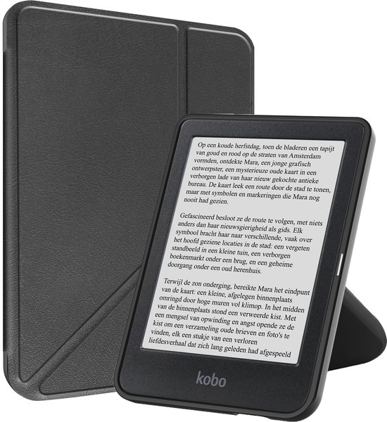 Hoesje Geschikt voor Kobo Clara BW Hoesje Luxe Bescherm Case Trifold - Hoes Geschikt voor Kobo Clara BW Hoes Book Cover - Zwart van Merkloos