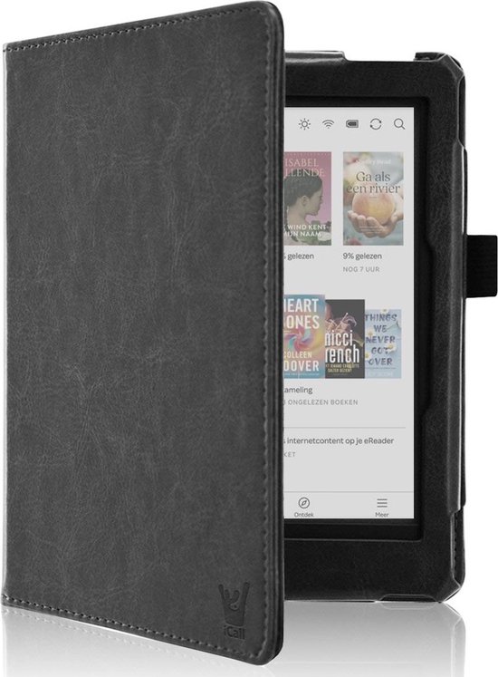 Hoesje geschikt voor Kobo Clara Colour / BW - Book Case Premium Sleep Cover Leer Hoes met Auto/Wake Functie - Zwart van Vanhoutte-Hoesjes.
