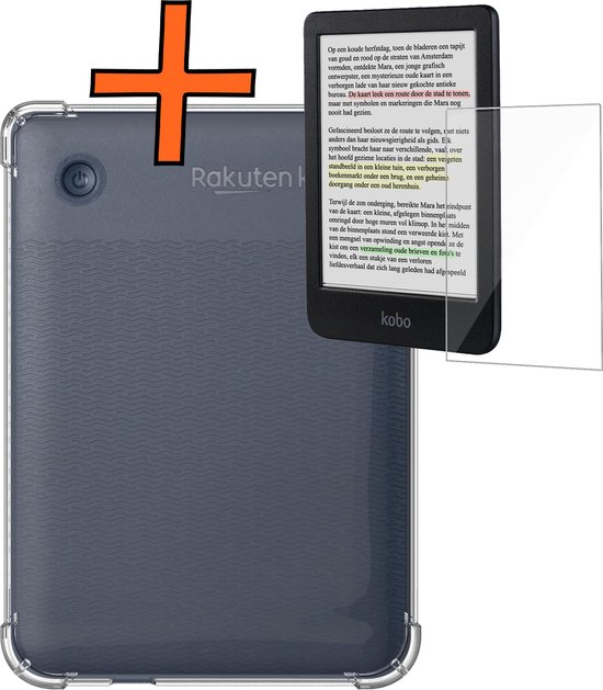 Hoesje Geschikt voor Kobo Clara Colour eReader Hoes Siliconen Case Met Screenprotector - Shockproof Back Cover Geschikt voor Kobo Clara Colour - Transparant van Merkloos