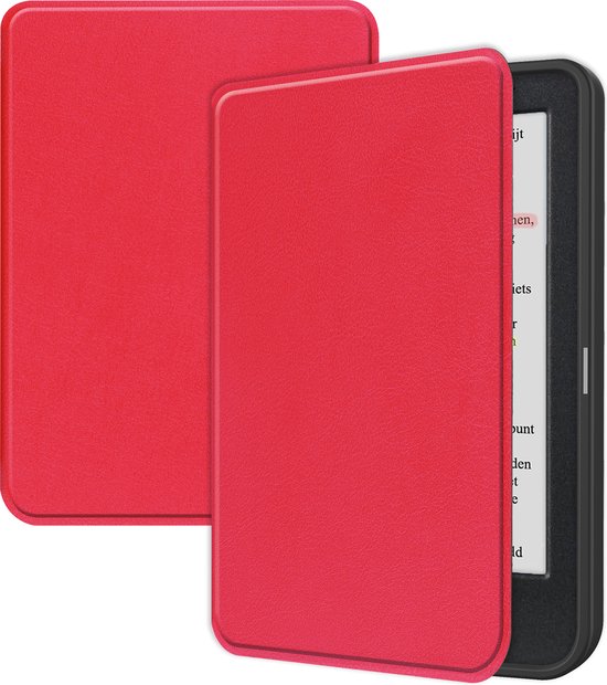Hoesje Geschikt voor Kobo Clara Colour Hoes Bescherm Hoesje Case Sleep Cover - Hoes Geschikt voor Kobo Clara Colour Hoesje - Rood van Hoesje 