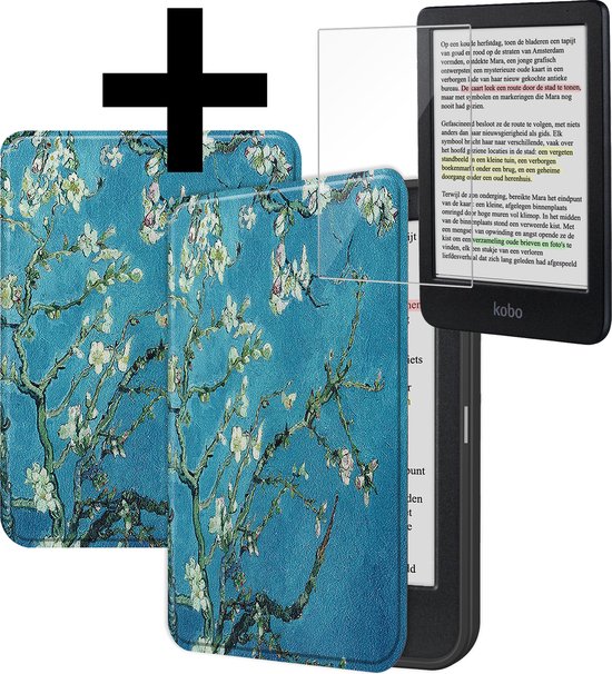 Hoesje Geschikt voor Kobo Clara Colour Hoes Bescherm Hoesje Case Sleep Cover Met Screenprotector - Hoes Geschikt voor Kobo Clara Colour Hoesje - Bloesem van Fosco.