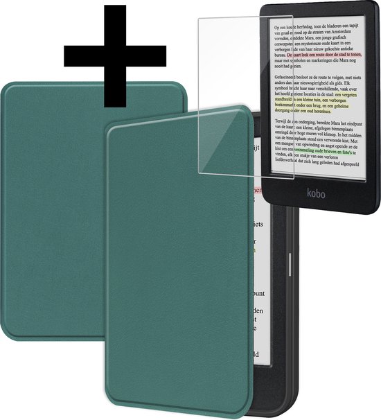 Hoesje Geschikt voor Kobo Clara Colour Hoes Bescherm Hoesje Case Sleep Cover Met Screenprotector - Hoes Geschikt voor Kobo Clara Colour Hoesje - Donkergroen van Hoesje 