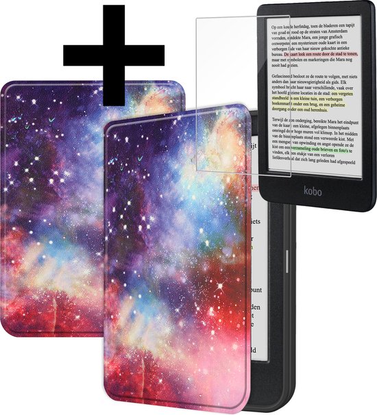 Hoesje Geschikt voor Kobo Clara Colour Hoes Bescherm Hoesje Case Sleep Cover Met Screenprotector - Hoes Geschikt voor Kobo Clara Colour Hoesje - Galaxy van Hoesje 