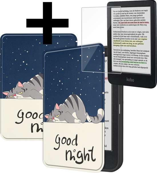 Hoesje Geschikt voor Kobo Clara Colour Hoes Bescherm Hoesje Case Sleep Cover Met Screenprotector - Hoes Geschikt voor Kobo Clara Colour Hoesje - Kat van Hoesje 
