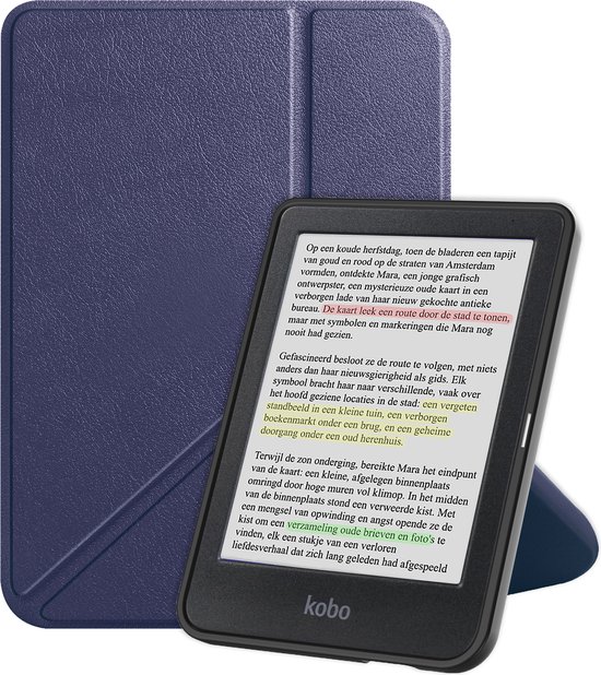 Hoesje Geschikt voor Kobo Clara Colour Hoes Bescherm Hoesje Case Sleep Cover Trifold - Hoes Geschikt voor Kobo Clara Colour Hoesje - Donkerblauw van Hoesje 