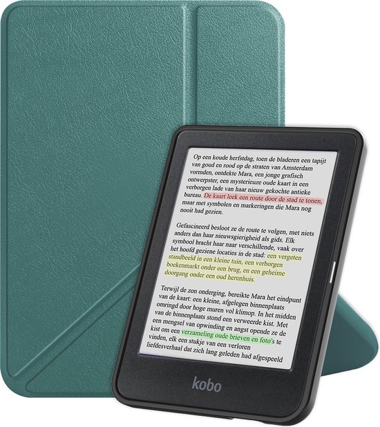 Hoesje Geschikt voor Kobo Clara Colour Hoes Bescherm Hoesje Case Sleep Cover Trifold - Hoes Geschikt voor Kobo Clara Colour Hoesje - Donkergroen van Hoesje 