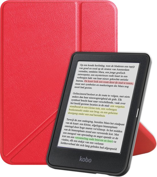 Hoesje Geschikt voor Kobo Clara Colour Hoes Bescherm Hoesje Case Sleep Cover Trifold - Hoes Geschikt voor Kobo Clara Colour Hoesje - Rood van Hoesje 