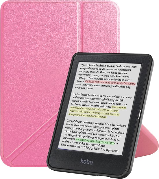 Hoesje Geschikt voor Kobo Clara Colour Hoes Bescherm Hoesje Case Sleep Cover Trifold - Hoes Geschikt voor Kobo Clara Colour Hoesje - Roze van Merkloos