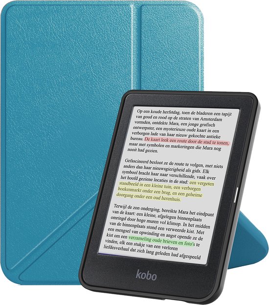 Hoesje Geschikt voor Kobo Clara Colour Hoes Bescherm Hoesje Case Sleep Cover Trifold - Hoes Geschikt voor Kobo Clara Colour Hoesje - Turquoise van Merkloos