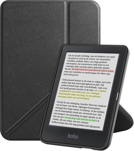 Hoesje Geschikt voor Kobo Clara Colour Hoes Bescherm Hoesje Case Sleep Cover Trifold - Hoes Geschikt voor Kobo Clara Colour Hoesje - Zwart van Merkloos
