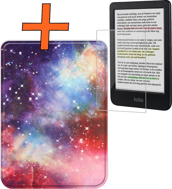 Hoesje Geschikt voor Kobo Clara Colour Hoes Book Case - Hoes Geschikt voor Kobo Clara Colour Hoesje Book Cover Met Screenprotector - Galaxy van Hoesje 