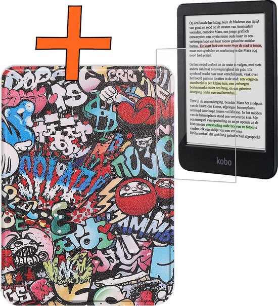 Hoesje Geschikt voor Kobo Clara Colour Hoes Book Case - Hoes Geschikt voor Kobo Clara Colour Hoesje Book Cover Met Screenprotector - Graffity van Hoesje 