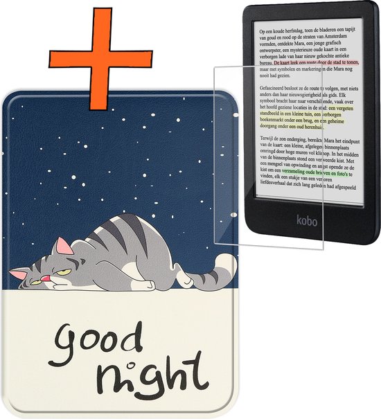 Hoesje Geschikt voor Kobo Clara Colour Hoes Book Case - Hoes Geschikt voor Kobo Clara Colour Hoesje Book Cover Met Screenprotector - Kat van Hoesje 