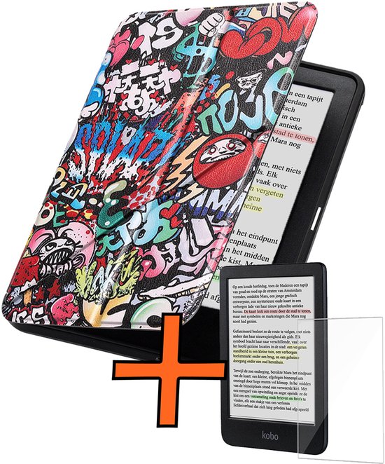 Hoesje Geschikt voor Kobo Clara Colour Hoes Book Case Trifold - Hoes Geschikt voor Kobo Clara Colour Hoesje Book Cover Met Screenprotector - Graffity