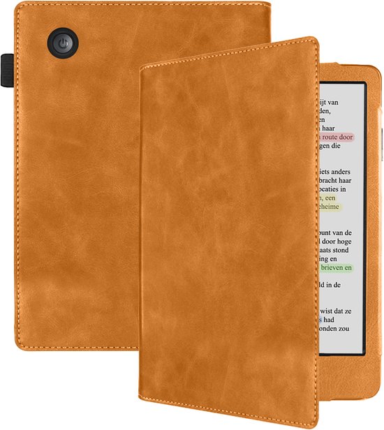 Hoesje Geschikt voor Kobo Clara Colour Hoesje Leer Luxe Bescherm Case - Hoes Geschikt voor Kobo Clara Colour Leren Hoes Book Cover - Bruin van Hoesje 