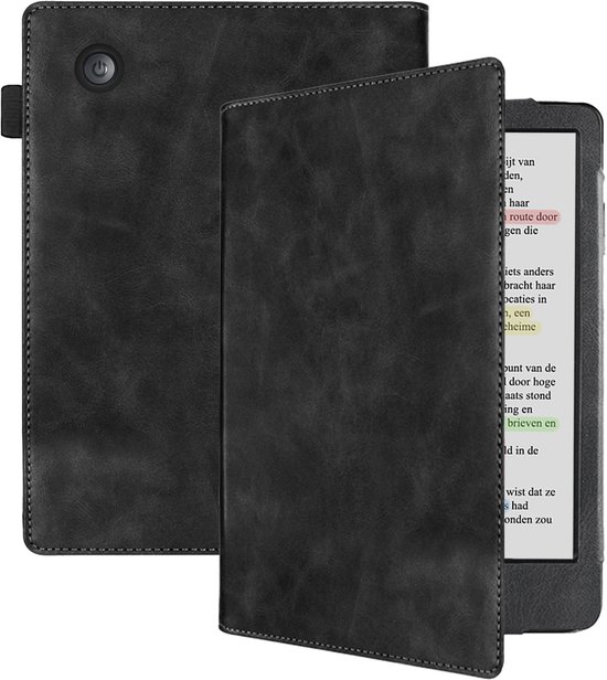 Hoesje Geschikt voor Kobo Clara Colour Hoesje Leer Luxe Bescherm Case - Hoes Geschikt voor Kobo Clara Colour Leren Hoes Book Cover - Zwart van Hoesje 