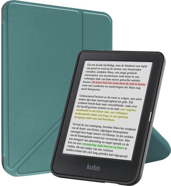 Hoesje Geschikt voor Kobo Clara Colour Hoesje Luxe Bescherm Case Trifold - Hoes Geschikt voor Kobo Clara Colour Hoes Book Cover - Donkergroen van Ftdaddio.