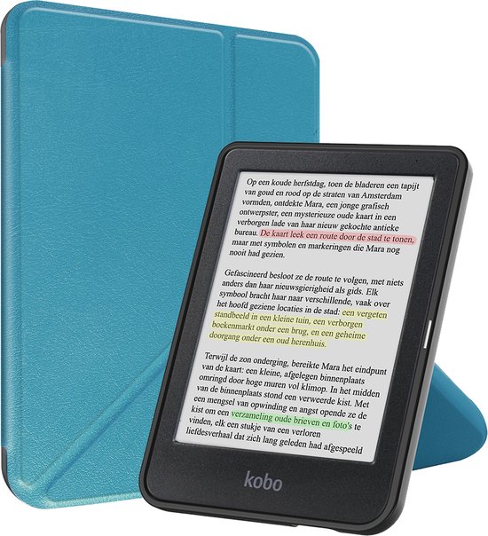 Hoesje Geschikt voor Kobo Clara Colour Hoesje Luxe Bescherm Case Trifold - Hoes Geschikt voor Kobo Clara Colour Hoes Book Cover - Turquoise van Merkloos