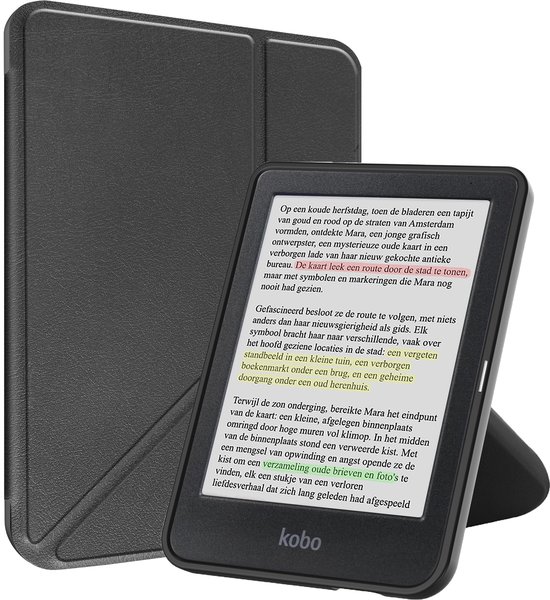 Hoesje Geschikt voor Kobo Clara Colour Hoesje Luxe Bescherm Case Trifold - Hoes Geschikt voor Kobo Clara Colour Hoes Book Cover - Zwart van Merkloos