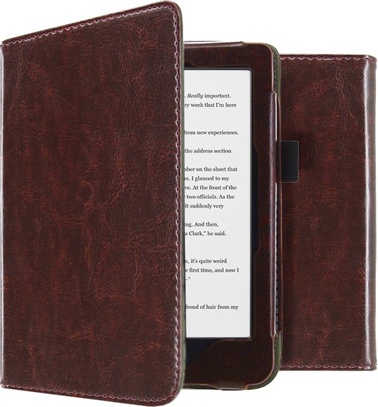Hoesje geschikt voor Kobo Clara HD E-reader - iMoshion Vegan Leather Bookcase - Donkerbruin van iMoshion