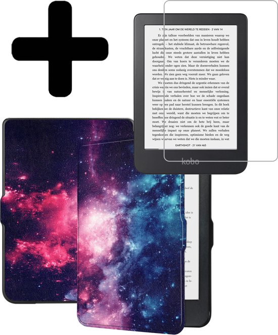 Hoesje Geschikt voor Kobo Clara HD Hoes Bescherm Hoesje Case Sleep Cover Met Screenprotector - Hoes Geschikt voor Kobo Clara HD Hoesje - Galaxy van Fifth Avenue Pixels
