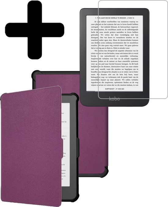 Hoesje Geschikt voor Kobo Clara HD Hoes Bescherm Hoesje Case Sleep Cover Met Screenprotector - Hoes Geschikt voor Kobo Clara HD Hoesje - Paars van Hoesje 