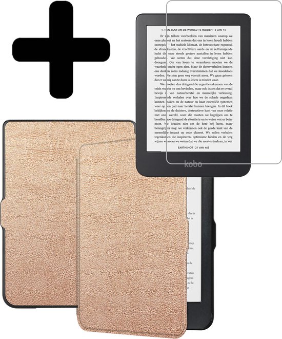 Hoesje Geschikt voor Kobo Clara HD Hoes Bescherm Hoesje Case Sleep Cover Met Screenprotector - Hoes Geschikt voor Kobo Clara HD Hoesje - Rosé Goud van Hoesje 