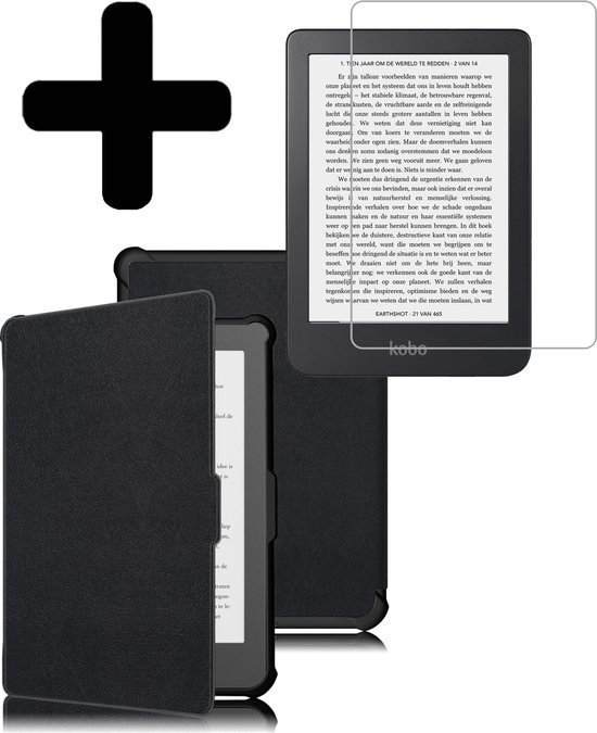 Hoesje Geschikt voor Kobo Clara HD Hoes Bescherm Hoesje Case Sleep Cover Met Screenprotector - Hoes Geschikt voor Kobo Clara HD Hoesje - Zwart van SmartJeck