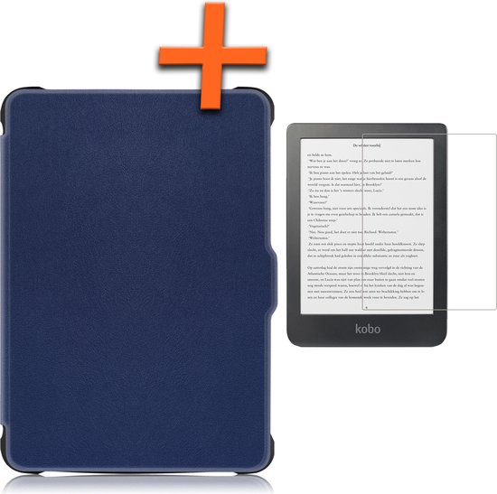 Hoesje Geschikt voor Kobo Clara HD Hoes Book Case - Hoes Geschikt voor Kobo Clara HD Hoesje Book Cover Met Screenprotector - Donkerblauw van Hoesje 