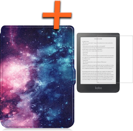 Hoesje Geschikt voor Kobo Clara HD Hoes Book Case - Hoes Geschikt voor Kobo Clara HD Hoesje Book Cover Met Screenprotector - Galaxy van Mobigear