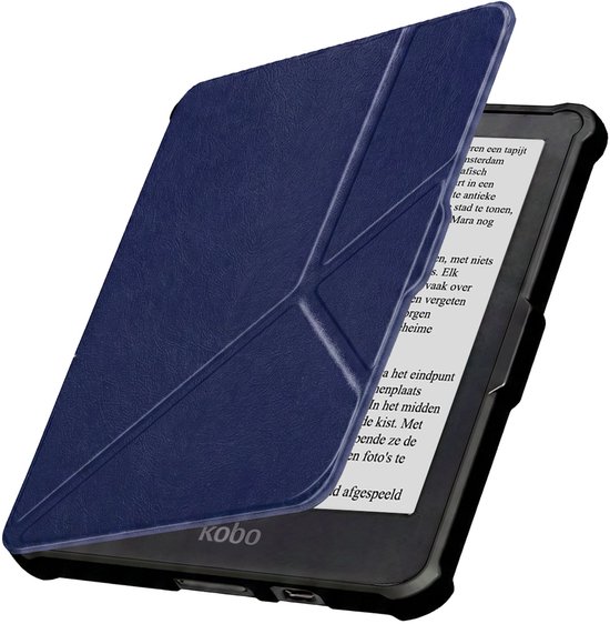 Hoesje Geschikt voor Kobo Clara HD Hoes Book Case Trifold - Hoes Geschikt voor Kobo Clara HD Hoesje Book Cover - Donkerblauw