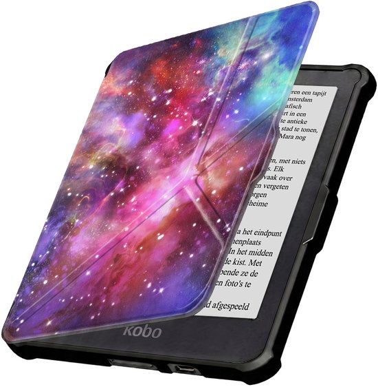 Hoesje Geschikt voor Kobo Clara HD Hoes Book Case Trifold - Hoes Geschikt voor Kobo Clara HD Hoesje Book Cover - Galaxy