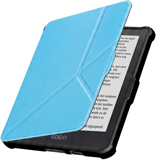 Hoesje Geschikt voor Kobo Clara HD Hoes Book Case Trifold - Hoes Geschikt voor Kobo Clara HD Hoesje Book Cover - Lichtblauw