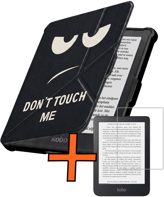 Hoesje Geschikt voor Kobo Clara HD Hoes Book Case Trifold - Hoes Geschikt voor Kobo Clara HD Hoesje Book Cover Met Screenprotector - Don't Touch Me