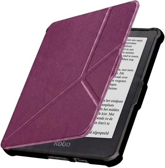 Hoesje Geschikt voor Kobo Clara HD Hoes Book Case Trifold - Hoes Geschikt voor Kobo Clara HD Hoesje Book Cover - Paars