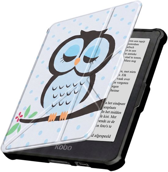 Hoesje Geschikt voor Kobo Clara HD Hoes Book Case Trifold - Hoes Geschikt voor Kobo Clara HD Hoesje Book Cover - Uil