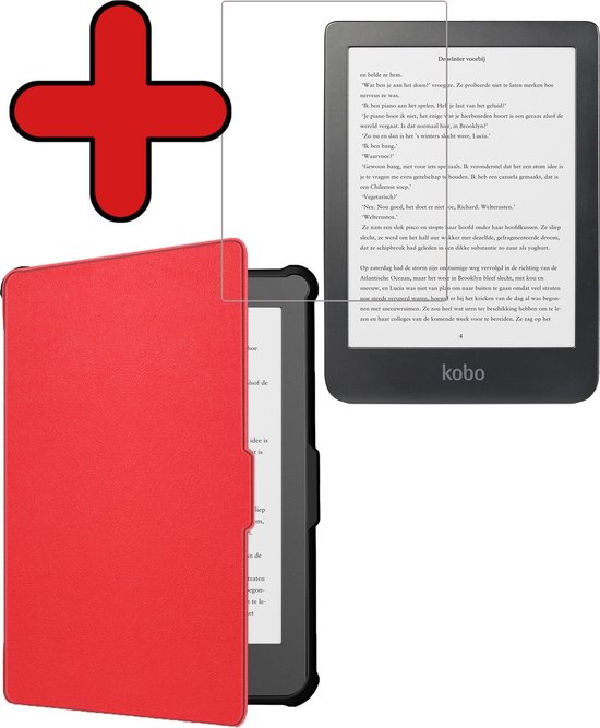 Hoesje Geschikt voor Kobo Clara HD Hoesje Luxe Bescherm Case Met Screenprotector - Hoes Geschikt voor Kobo Clara HD Hoes Book Cover - Rood van Hoesje 