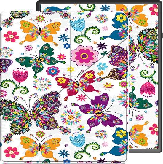 Hoesje Geschikt voor Kobo Elipsa 2E Hoes Bescherm Hoesje Case Sleep Cover Trifold - Hoes Geschikt voor Kobo Elipsa 2E Hoesje - Vlinders van eStar®