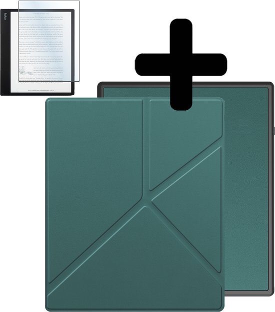 Hoesje Geschikt voor Kobo Elipsa 2E Hoes Bescherm Hoesje Case Sleep Cover Trifold Met Screenprotector - Hoes Geschikt voor Kobo Elipsa 2E Hoesje - Donkergroen van Hoesje 