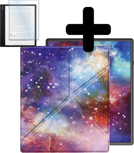 Hoesje Geschikt voor Kobo Elipsa 2E Hoes Bescherm Hoesje Case Sleep Cover Trifold Met Screenprotector - Hoes Geschikt voor Kobo Elipsa 2E Hoesje - Galaxy van Hoesje 