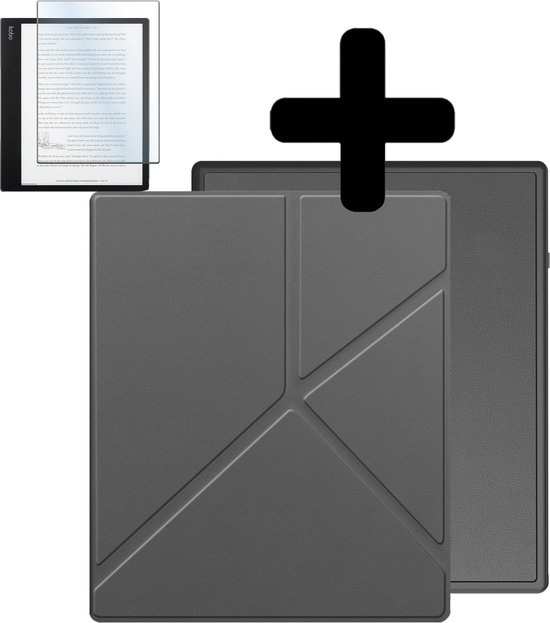 Hoesje Geschikt voor Kobo Elipsa 2E Hoes Bescherm Hoesje Case Sleep Cover Trifold Met Screenprotector - Hoes Geschikt voor Kobo Elipsa 2E Hoesje - Grijs van Felizertos