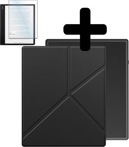 Hoesje Geschikt voor Kobo Elipsa 2E Hoes Bescherm Hoesje Case Sleep Cover Trifold Met Screenprotector - Hoes Geschikt voor Kobo Elipsa 2E Hoesje - Zwart van Hoesje 