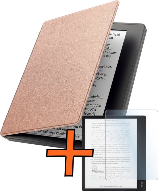 Hoesje Geschikt voor Kobo Elipsa 2E Hoes Book Case - Hoes Geschikt voor Kobo Elipsa 2E Hoesje Book Cover Met Screenprotector - Rosé Goud